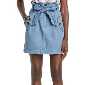 Who What Wear Chambray Paper Bag Belted Mini Skirt Women’s 6 Y2K 90s Feminine